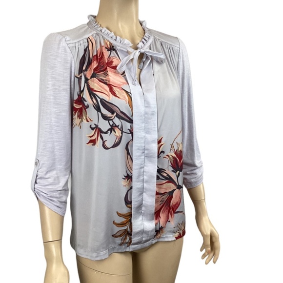 Anthropologie Meadow Rue Evella‎ Lavender Tie Neck Blouse Size XS Xsmall - Picture 3 of 9